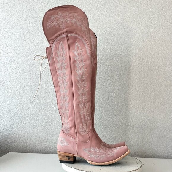 Lane LEXINGTON Over the Knee Womens Cowboy Boots 8.5 Pink Western Cowgirl Tall - Picture 2 of 13
